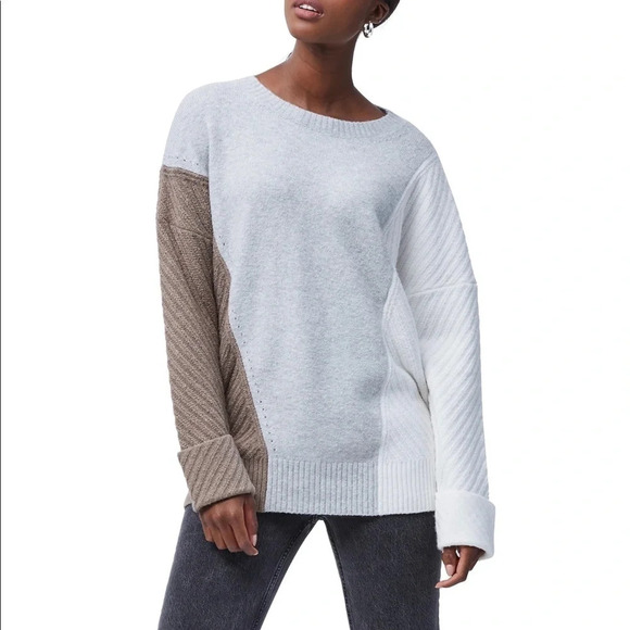 NWT French Connection Sophia Viola Wool Sweater XS Stripe Colorblock - Picture 1 of 9